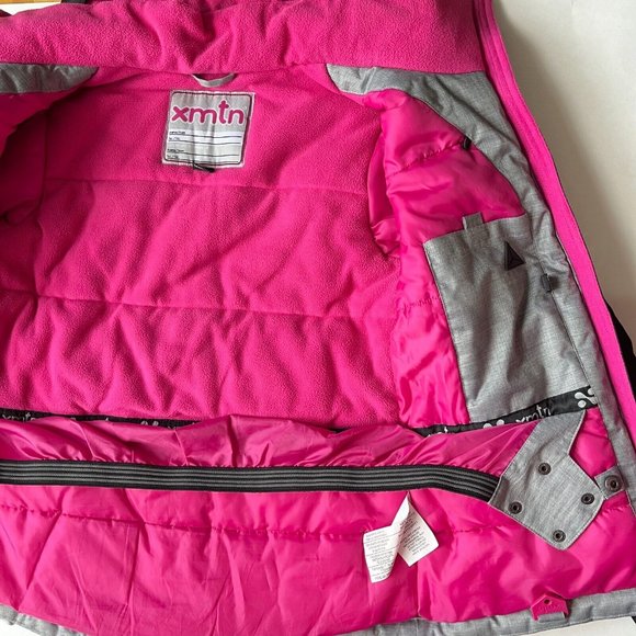 XMTN Girl's Hooded Winter Ski Coat JACKET size 12 Black grey pink Medium - Picture 5 of 7